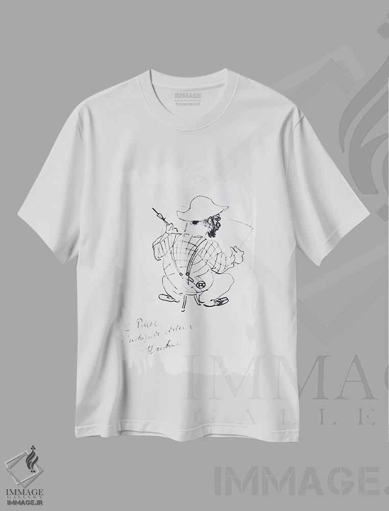 تیشرت طرح دار 1896,خودنگاره، ۱۸۹۶، نقاشی و تصویرگری سیاه و سفید اثر آنری دو تولوز-لوترک | immage.ir