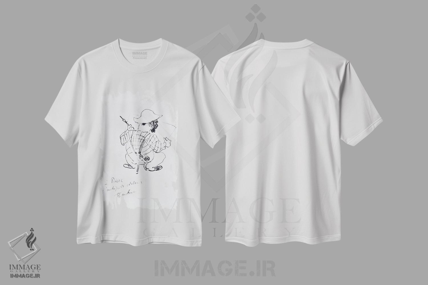 تیشرت طرح دار 1896,خودنگاره، ۱۸۹۶، نقاشی و تصویرگری سیاه و سفید اثر آنری دو تولوز-لوترک | immage.ir