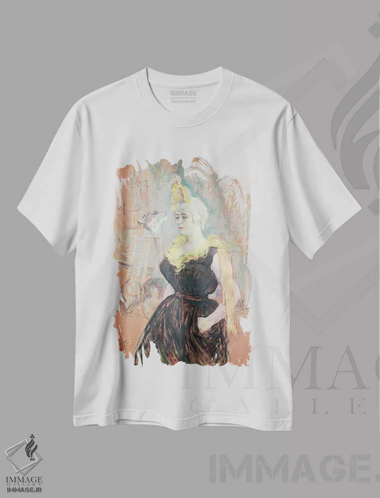 تیشرت طرح دار دلقک زن "شا-او-کائو"، هنر فاخر کلاسیک اثر آنری دو تولوز-لوترک | immage.ir