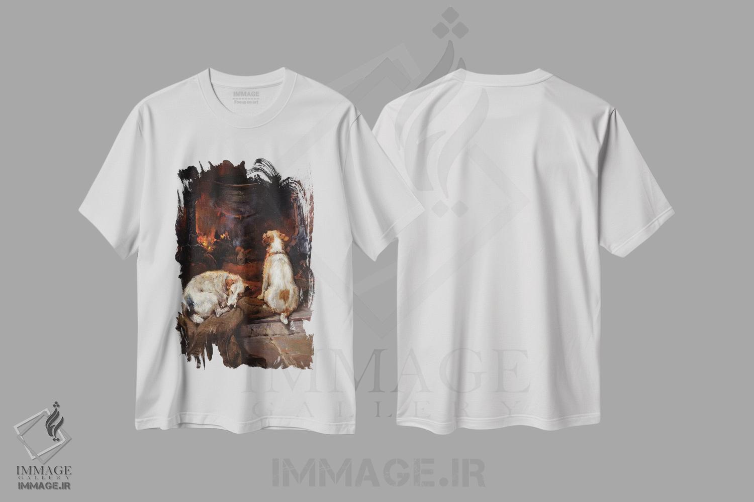 تیشرت طرح دار 1894,کنار شومینه، ۱۸۹۴، هنر فاخر کلاسیک اثر فیلیپ یوستیس استرتون | immage.ir