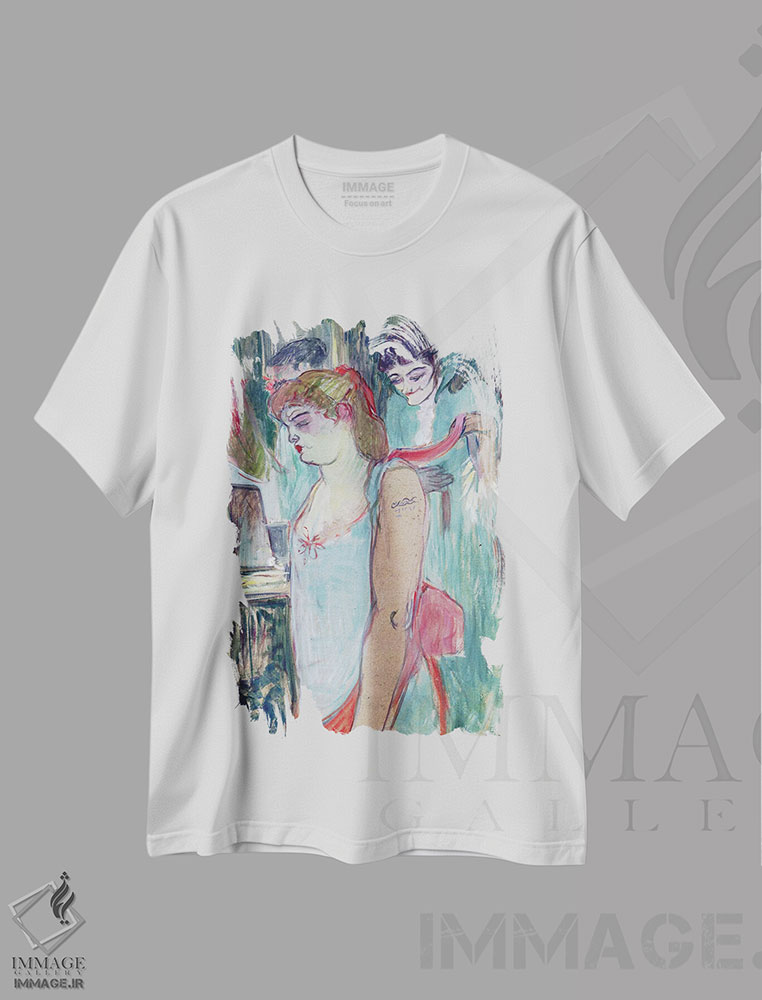 تیشرت طرح دار 1894,زن خالکوبی شده یا آرایش، ۱۸۹۴، هنر فاخر کلاسیک اثر آنری دو تولوز-لوترک | فروشگاه ایماژ