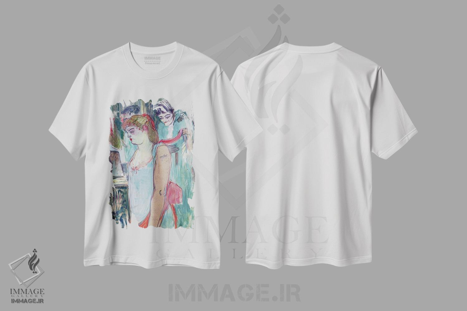 تیشرت طرح دار 1894,زن خالکوبی شده یا آرایش، ۱۸۹۴، هنر فاخر کلاسیک اثر آنری دو تولوز-لوترک | فروشگاه ایماژ