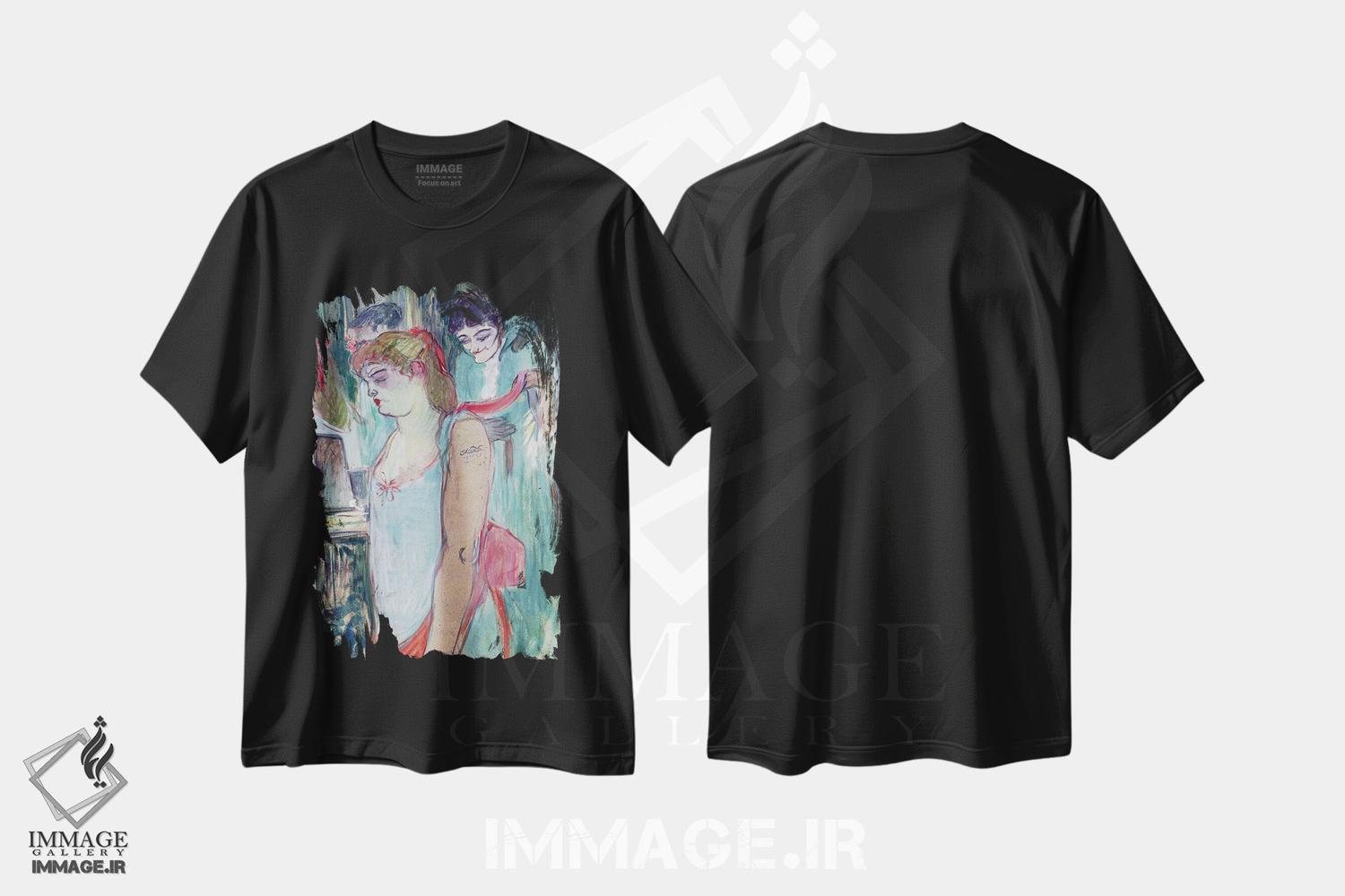 تیشرت طرح دار 1894,زن خالکوبی شده یا آرایش، ۱۸۹۴، هنر فاخر کلاسیک اثر آنری دو تولوز-لوترک | immage.ir