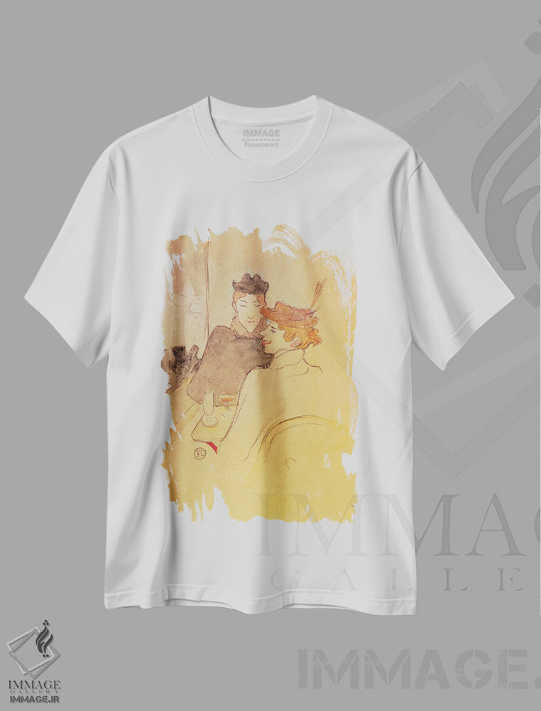 تیشرت طرح دار دو زن نشسته در ک، هنر فاخر کلاسیک اثر آنری دو تولوز-لوترک | فروشگاه ایماژ