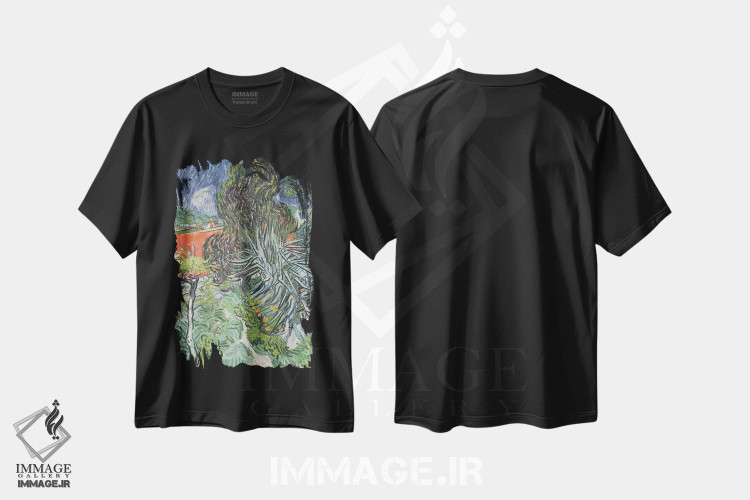 تیشرت طرح دار باغ دکتر گاچه در آور-سور-اواز، ۱۸۹۰، هنر فاخر کلاسیک اثر ونسان ون گوگ | immage.ir