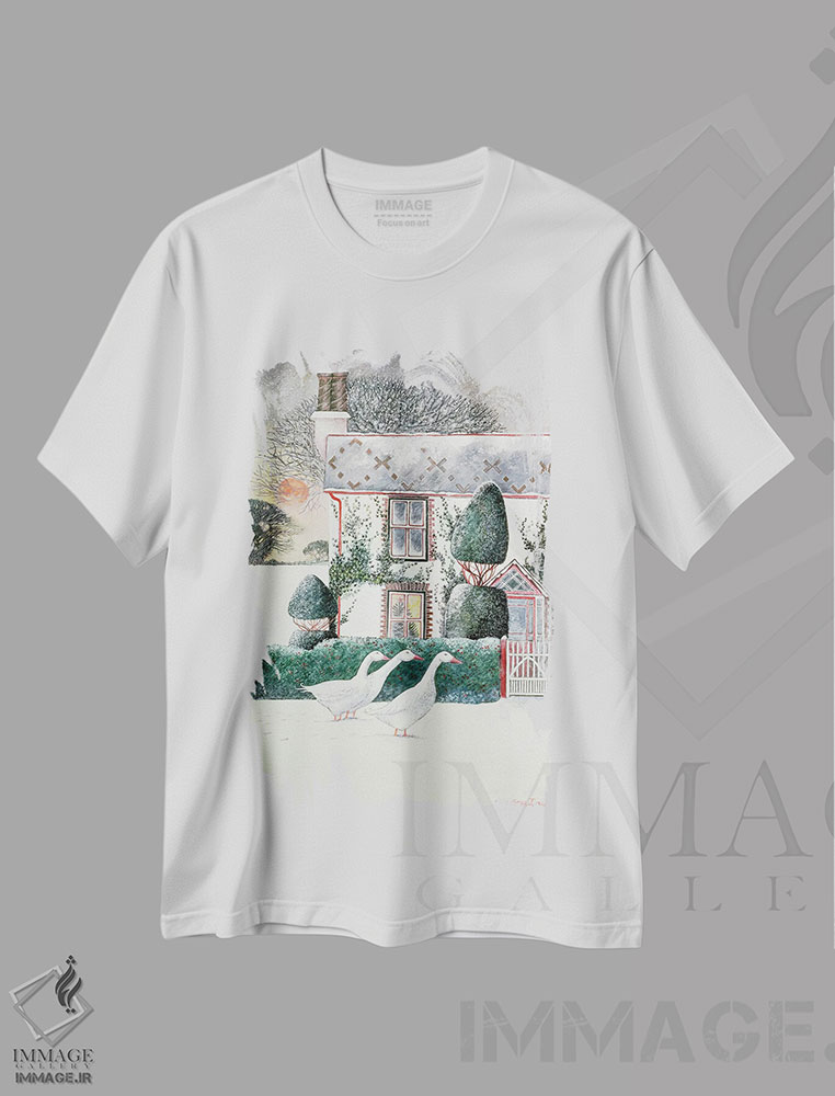 تیشرت طرح دار کلبه کریسمسی، ۱۹۸۵، هنر فاخر کلاسیک اثر لیزا گرا یِنسن | immage.ir