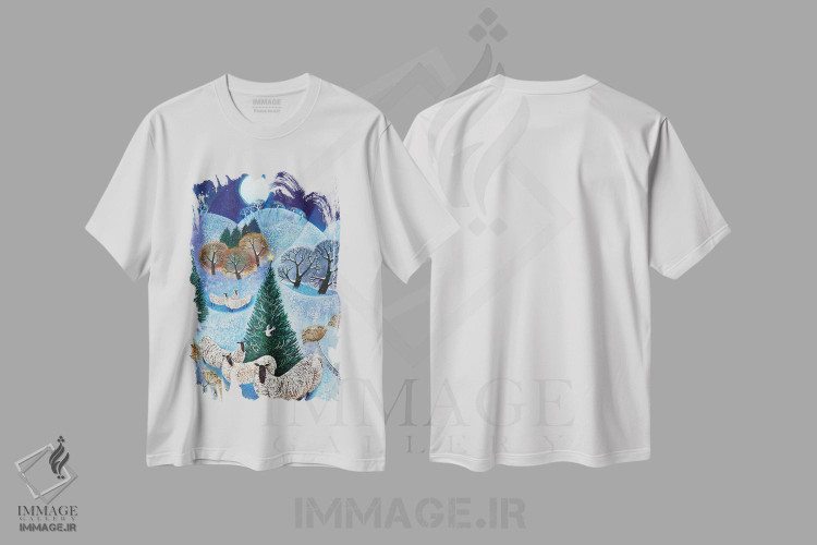 تیشرت طرح دار کاج کریسمس، ۲۰۱۷، هنر فاخر کلاسیک اثر لیزا گرا یِنسن | فروشگاه ایماژ