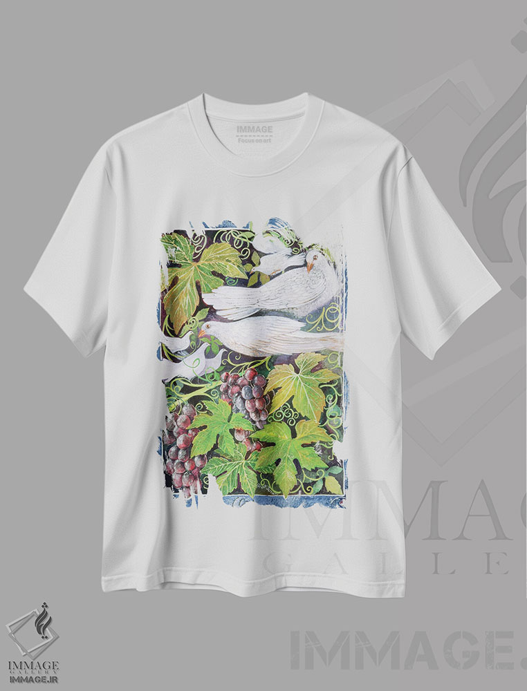 تیشرت طرح دار کبوترها، ۱۹۹۶، هنر فاخر کلاسیک اثر لیزا گرا یِنسن | فروشگاه ایماژ