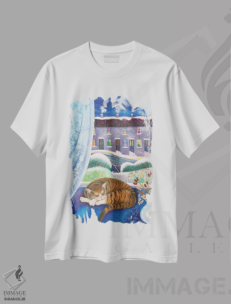 تیشرت طرح دار گربه دنج، ۲۰۱۶، هنر فاخر کلاسیک اثر لیزا گرا یِنسن | immage.ir