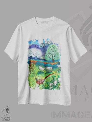 تیشرت طرح دار قرقاول پرسی، ۲۰۲۰، هنر فاخر کلاسیک اثر لیزا گرا یِنسن | فروشگاه ایماژ