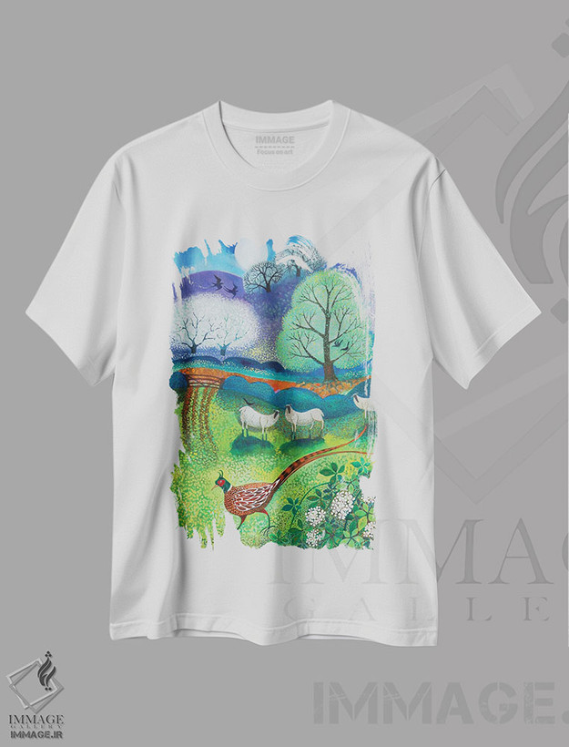 تیشرت طرح دار قرقاول پرسی، ۲۰۲۰، هنر فاخر کلاسیک اثر لیزا گرا یِنسن | فروشگاه ایماژ