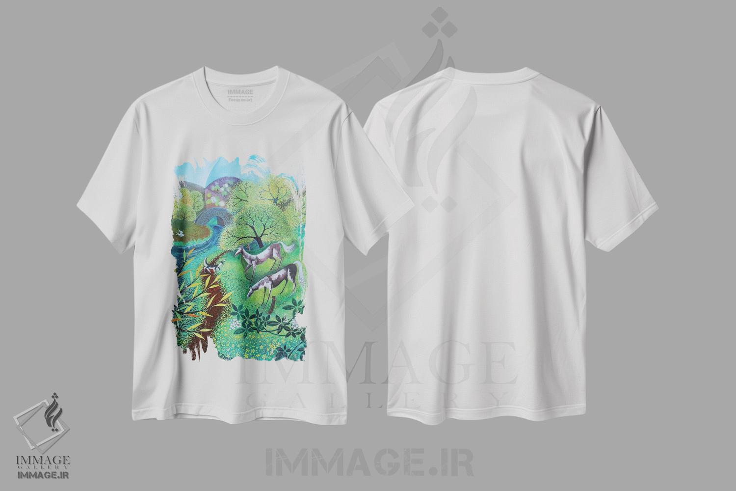 تیشرت طرح دار پرستوهای دریایی بر رود، ۲۰۲۱، هنر فاخر کلاسیک اثر لیزا گرا یِنسن | فروشگاه ایماژ