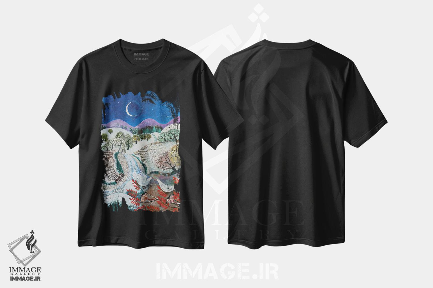 تیشرت طرح دار کبوتران زمستانی، ۲۰۱۸، هنر فاخر کلاسیک اثر لیزا گرا یِنسن | فروشگاه ایماژ