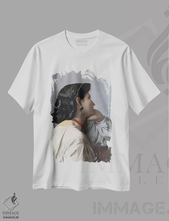 تیشرت طرح دار "ایفیژنی" سر یک زن، ۱۸۷۰، هنر فاخر کلاسیک اثر انسلْم فوئرباخ | immage.ir