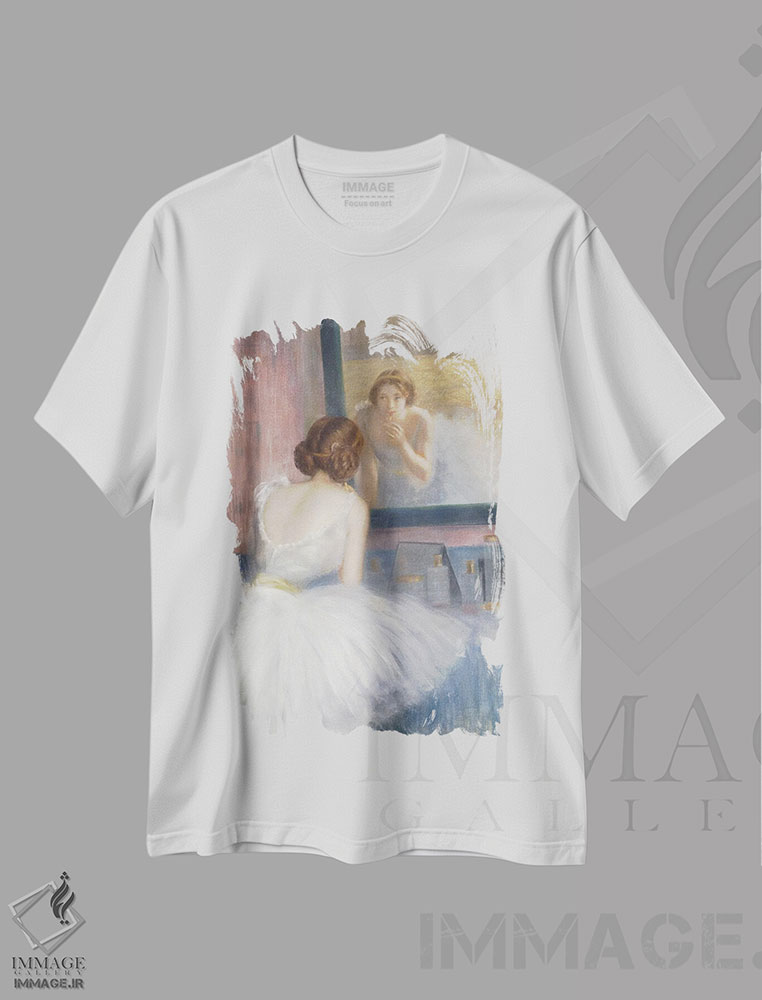 تیشرت طرح دار اتاق رخت کن، هنر فاخر کلاسیک اثر پیر کاریه-بلوُز | فروشگاه ایماژ