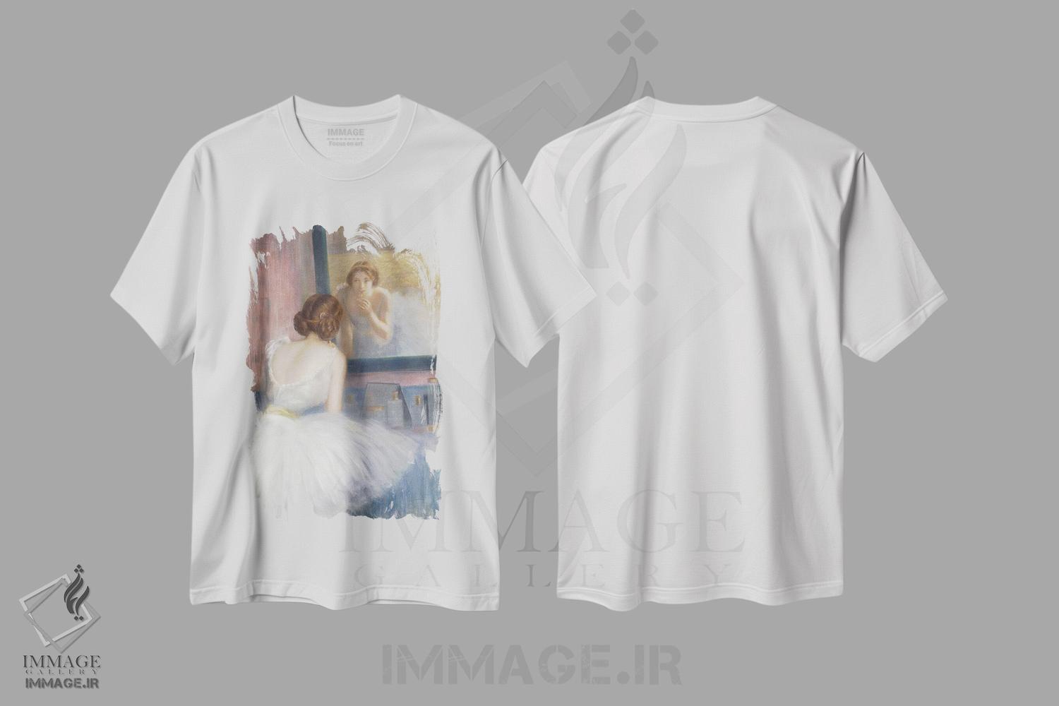 تیشرت طرح دار اتاق رخت کن، هنر فاخر کلاسیک اثر پیر کاریه-بلوُز | فروشگاه ایماژ