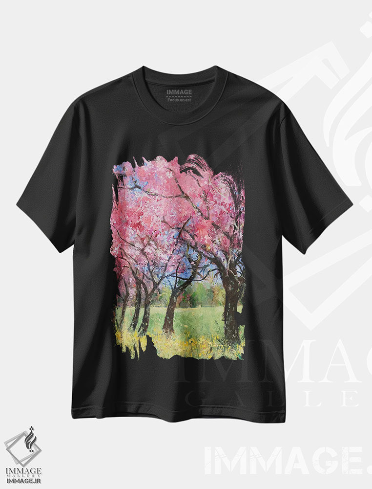 تیشرت طرح دار 2022,شکوفهٔ گیلاس در چمنزار، ۲۰۲۲، آبستره اثر آن اورام | immage.ir