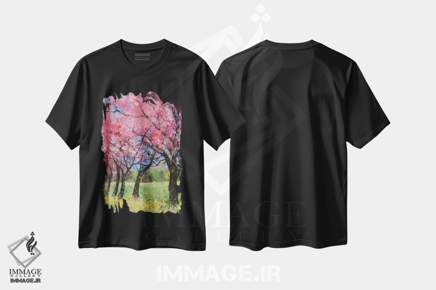تیشرت طرح دار 2022,شکوفهٔ گیلاس در چمنزار، ۲۰۲۲، آبستره اثر آن اورام | immage.ir