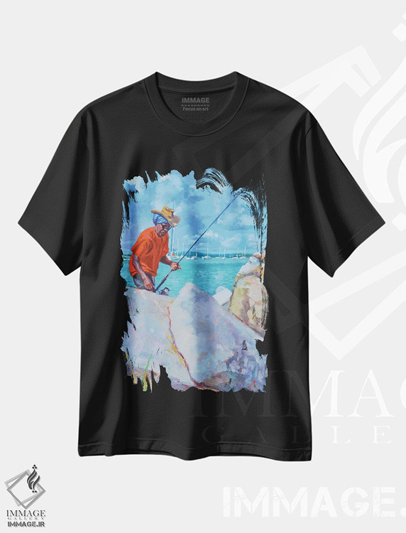 تیشرت طرح دار ماهیگیر با لباس قرمز، ۲۰۱۹، هنر آمریکایی آفریقایی تبار اثر کالین بوتمن | فروشگاه ایماژ