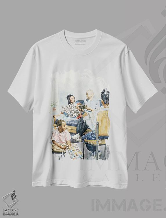 تیشرت طرح دار آواز عاشقانه در اتاق نشیمن، ۲۰۰۳، هنر آمریکایی آفریقایی تبار اثر کالین بوتمن | فروشگاه ایماژ