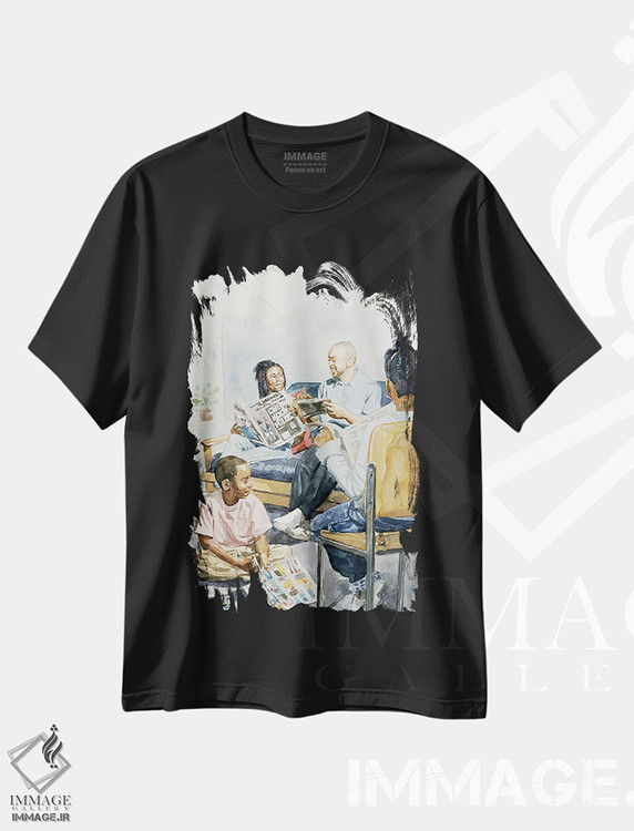 تیشرت طرح دار آواز عاشقانه در اتاق نشیمن، ۲۰۰۳، هنر آمریکایی آفریقایی تبار اثر کالین بوتمن | immage.ir