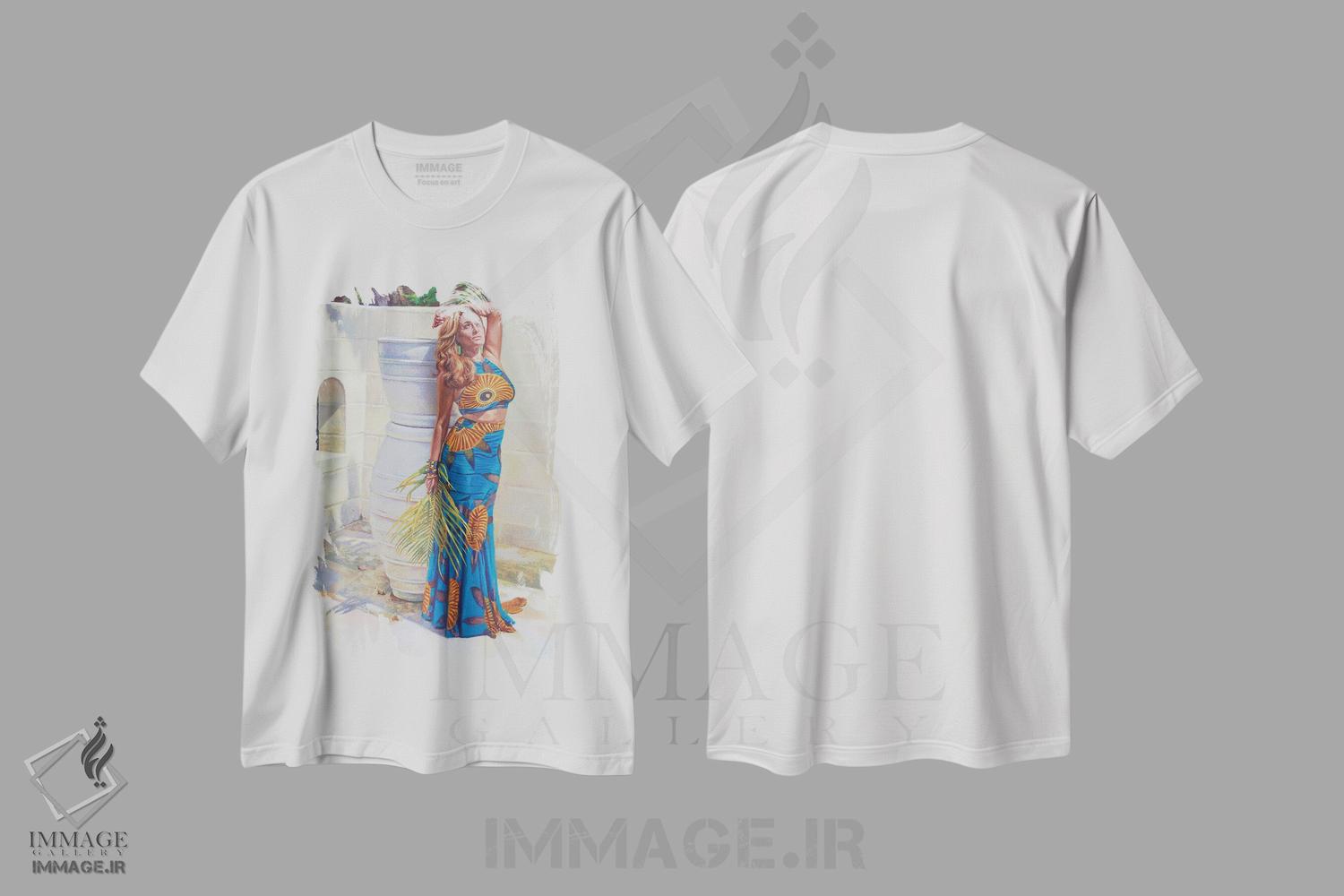 تیشرت طرح دار بانوی لباس آبی، ۲۰۱۸، هنر آمریکایی آفریقایی تبار اثر کالین بوتمن | immage.ir