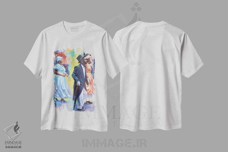 تیشرت طرح دار مهمانی عروسی، ۲۰۱۷، هنر آمریکایی آفریقایی تبار اثر کالین بوتمن | فروشگاه ایماژ