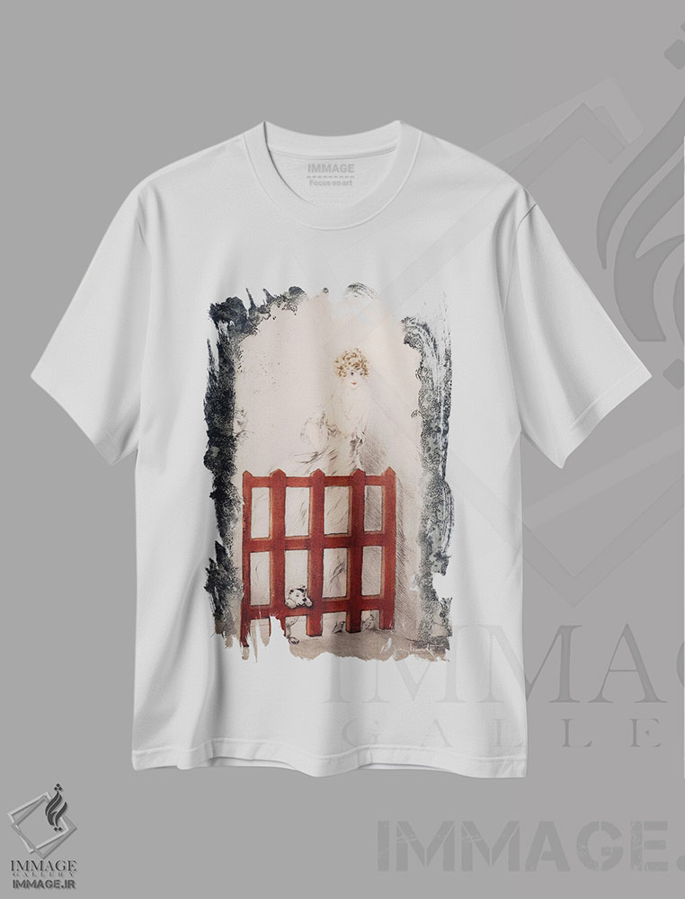 تیشرت طرح دار دروازه قرمز، آرت دکو اثر لوئیس ایکارت | immage.ir