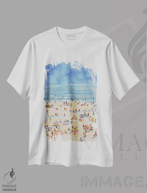 تیشرت طرح دار ساحل، هنر فاخر کلاسیک اثر جودی جوئل | فروشگاه ایماژ