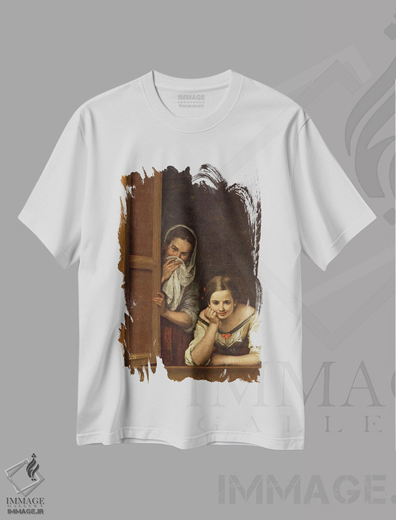 تیشرت طرح دار زنان گالیسیا کنار پنجره، هنر فاخر کلاسیک اثر بارتولومه استبان موریو | immage.ir