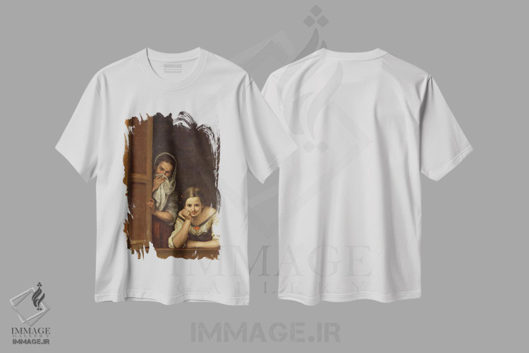 تیشرت طرح دار زنان گالیسیا کنار پنجره، هنر فاخر کلاسیک اثر بارتولومه استبان موریو | immage.ir