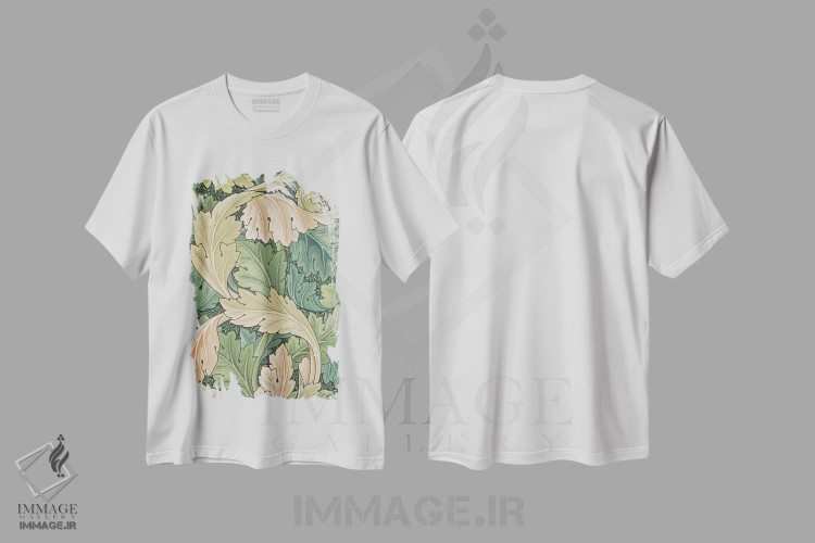 تیشرت طرح دار کاغذدیواری آکانتوس، ۱۸۷۵، تزئینی اثر ویلیام موریس | فروشگاه ایماژ