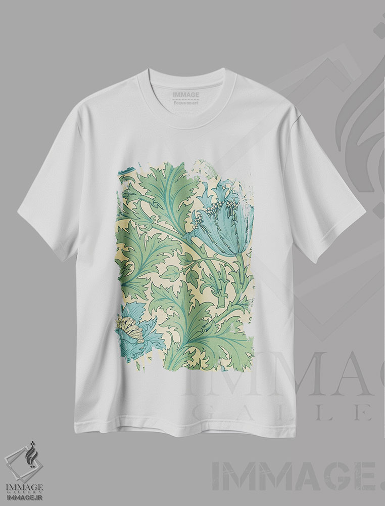 تیشرت طرح دار طرح شقایق دریایی، تزئینی اثر ویلیام موریس | immage.ir