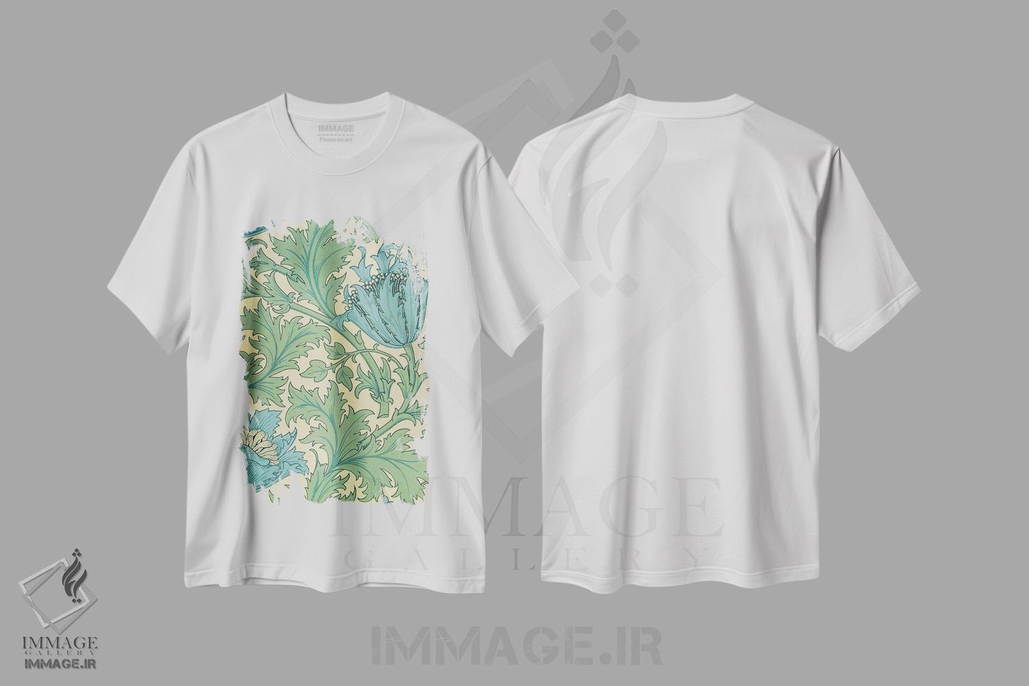 تیشرت طرح دار طرح شقایق دریایی، تزئینی اثر ویلیام موریس | immage.ir