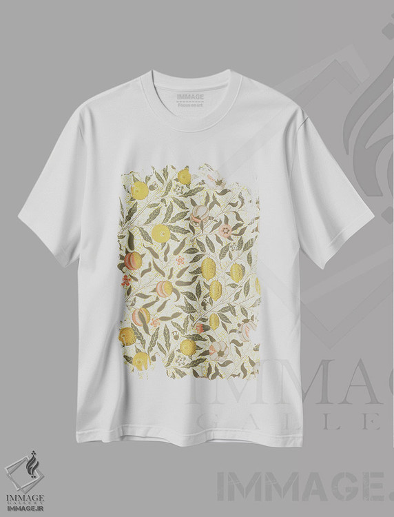 تیشرت طرح دار طرح کاغذدیواری انار، تزئینی اثر ویلیام موریس | فروشگاه ایماژ