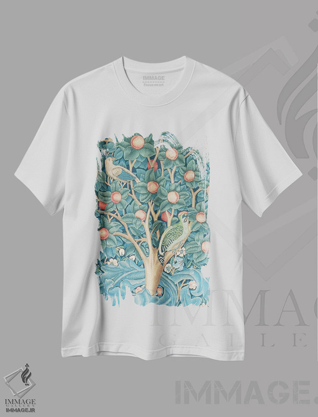 تیشرت طرح دار فرشینه دارکوب، تزئینی اثر ویلیام موریس | فروشگاه ایماژ