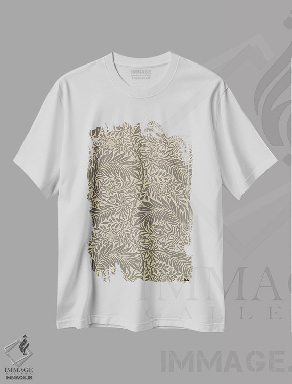 تیشرت طرح دار طرح کاغذدیواری گل شقایق کابلی، ۱۸۷۲، تزئینی اثر ویلیام موریس | immage.ir