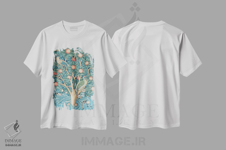 تیشرت طرح دار فرشینه دارکوب، تزئینی اثر ویلیام موریس | فروشگاه ایماژ