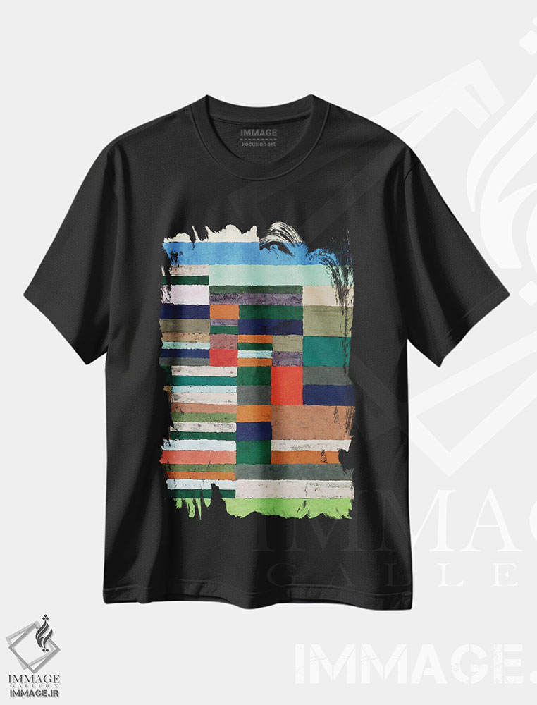 تیشرت طرح دار ارتفاع سنجی اختصاصی خطوط راه راه، آبستره اثر پل کله | فروشگاه ایماژ