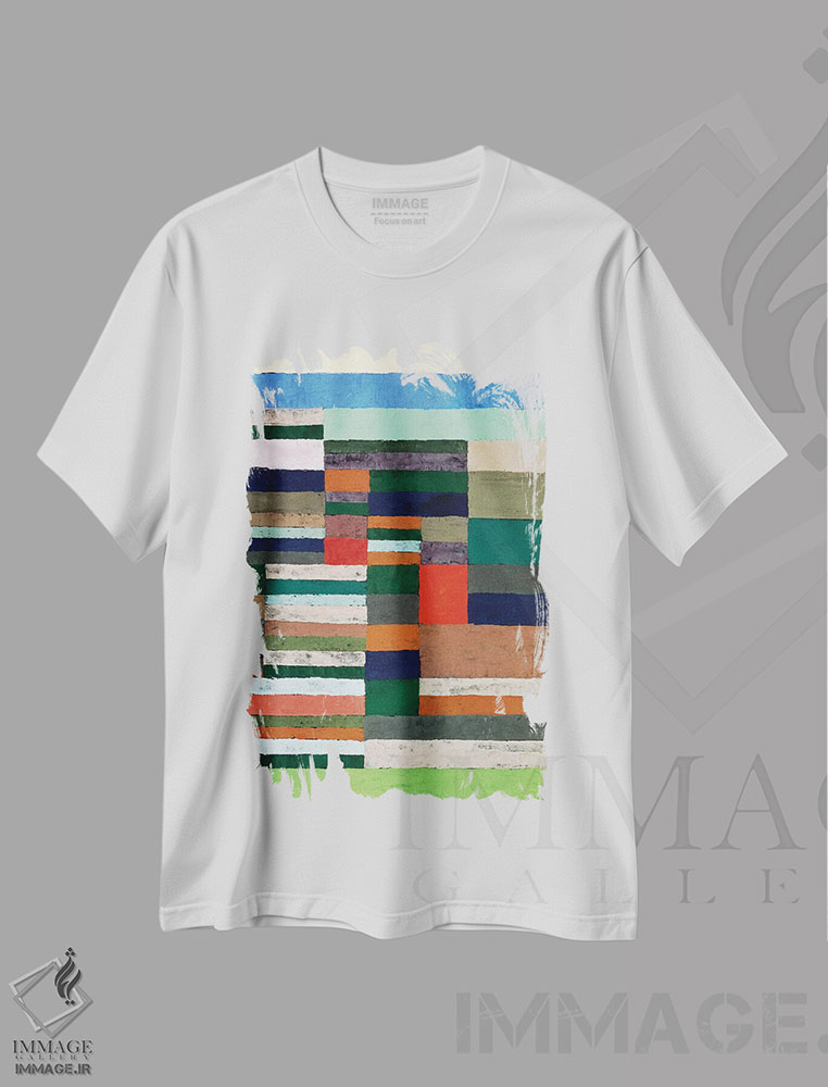 تیشرت طرح دار ارتفاع سنجی اختصاصی خطوط راه راه، آبستره اثر پل کله | immage.ir