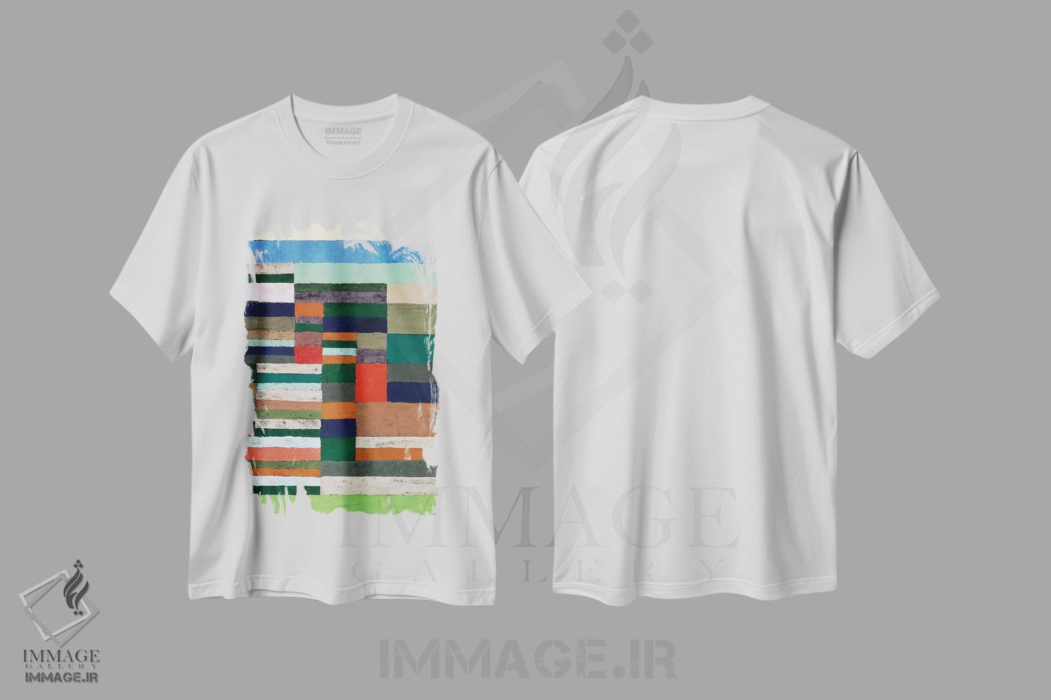 تیشرت طرح دار ارتفاع سنجی اختصاصی خطوط راه راه، آبستره اثر پل کله | immage.ir
