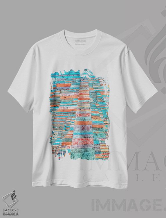 تیشرت طرح دار جادهٔ اصلی و راه های فرعی، آبستره اثر پل کله | فروشگاه ایماژ