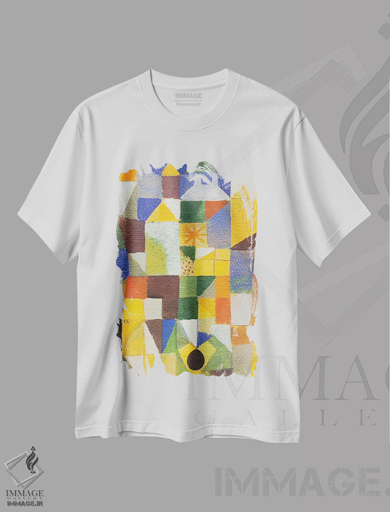 تیشرت طرح دار ترکیب شهری با پنجره های زرد، ۱۹۱۹، آبستره اثر پل کله | فروشگاه ایماژ