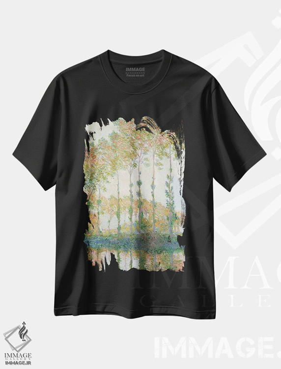 تیشرت طرح دار صنوبرها در کرانهٔ اپت، پاییز ۱۸۹۱، هنر فاخر کلاسیک اثر کلود مونه | فروشگاه ایماژ