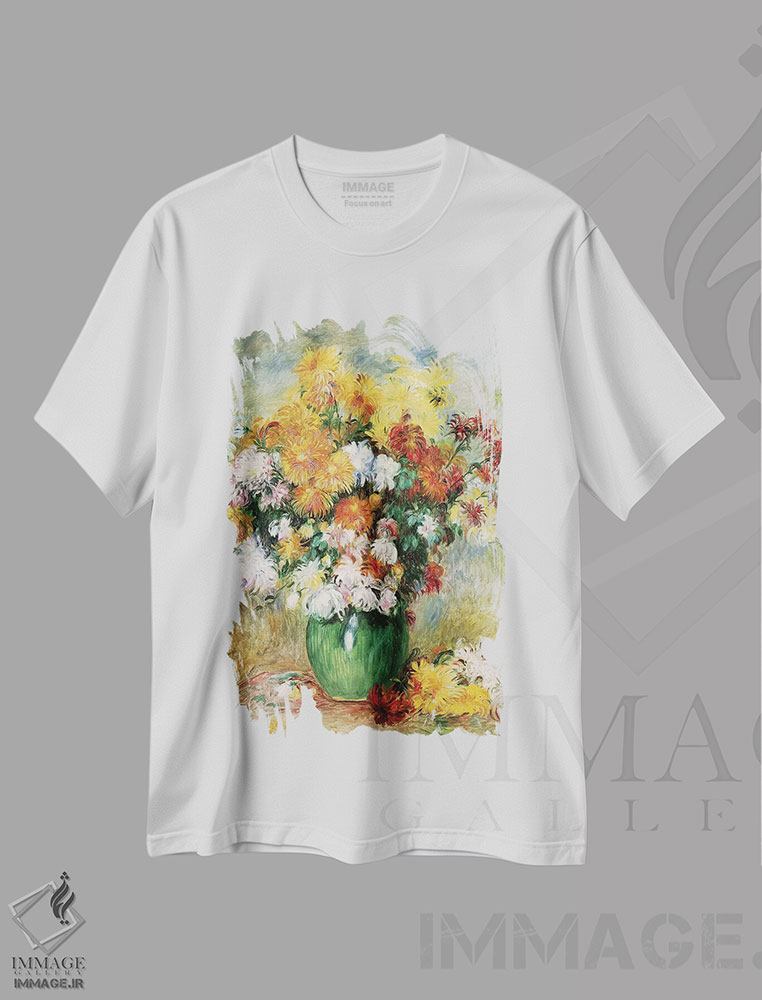 تیشرت طرح دار دسته گل داوودی ها، حدود ۱۸۸۴، هنر فاخر کلاسیک اثر پیر-اوگوست رنوار | immage.ir