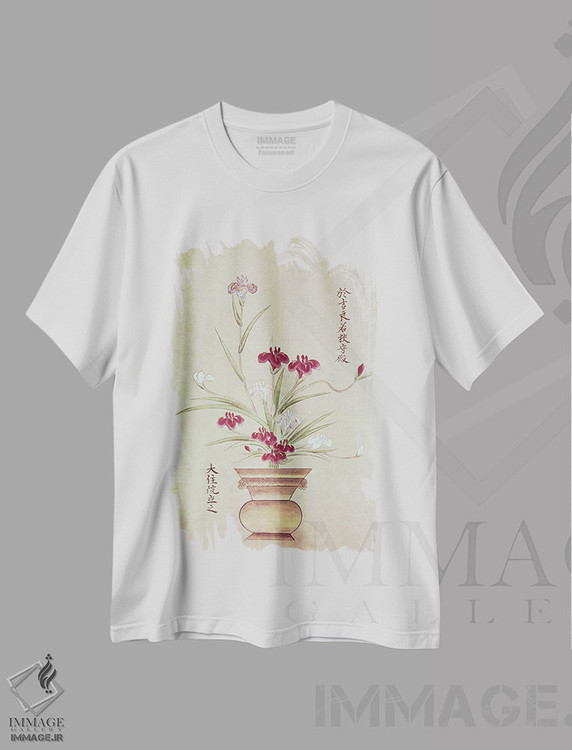 تیشرت طرح دار ارکیده ها، هنر فاخر کلاسیک اثر مکتب ژاپنی | immage.ir