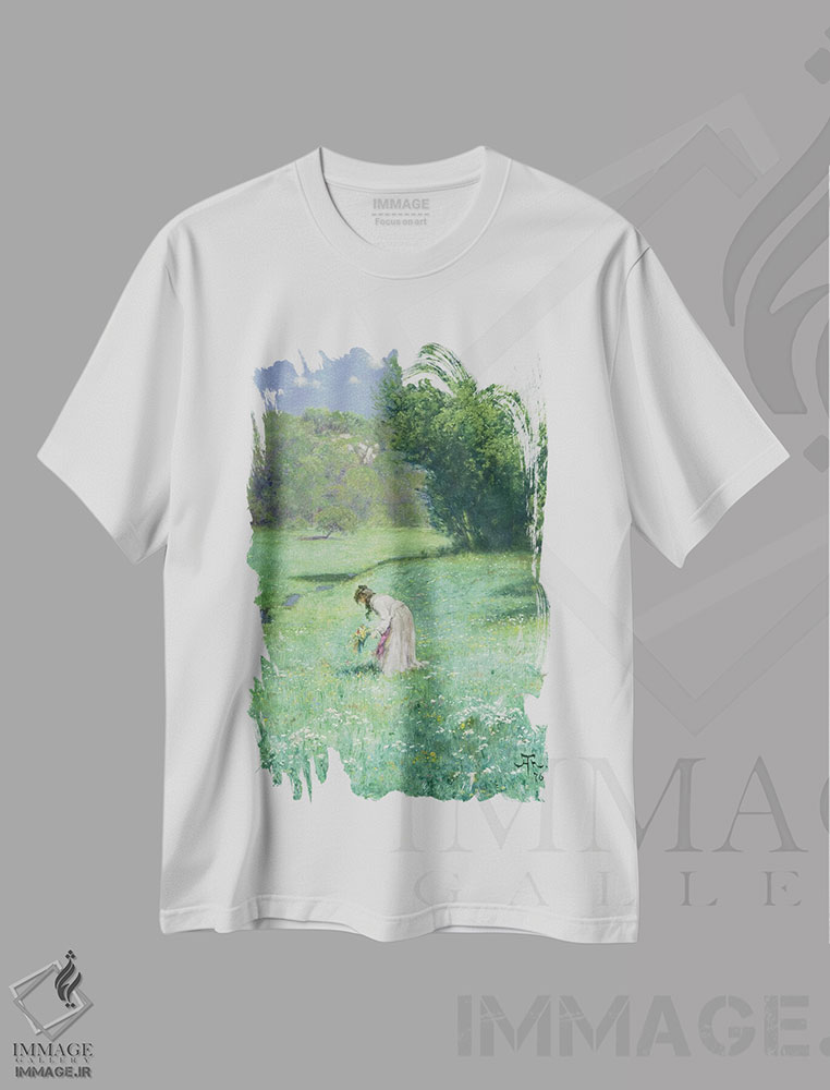 تیشرت طرح دار چمنزار جنگلی، ۱۸۷۶، هنر فاخر کلاسیک اثر هانس توما | فروشگاه ایماژ