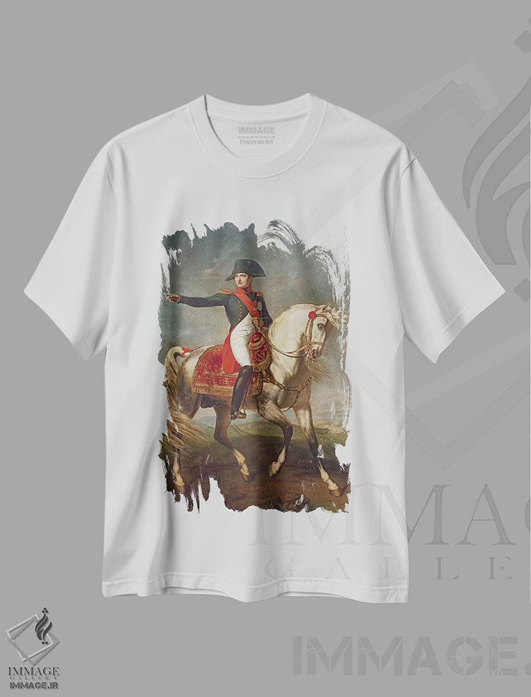 تیشرت طرح دار پرتره سواره نظامی ناپلئون اول، هنر فاخر کلاسیک اثر جوزف شابور | immage.ir