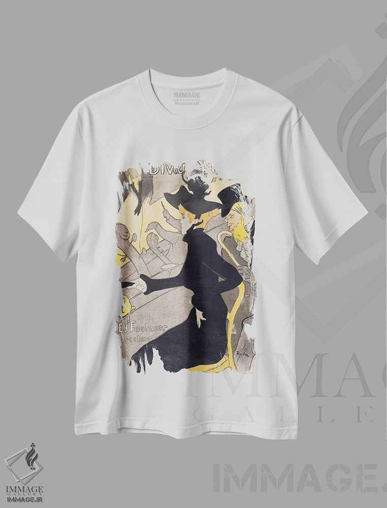 تیشرت طرح دار پوستر تبلیغاتی "لو دیوان جاپونِه"، ۱۸۹۲، آرت نوو اثر آنری دو تولوز-لوترک | فروشگاه ایماژ