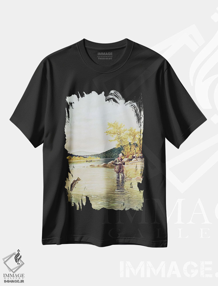 تیشرت طرح دار ماهیگیر قزل آلا، ۱۸۸۹، دکور کلبه و لژ اثر دنتون | فروشگاه ایماژ